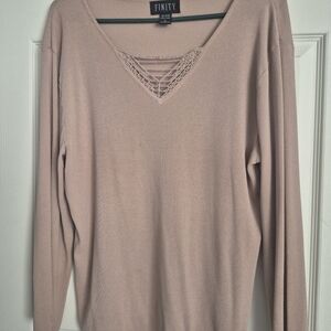 Finity Women's Blush V-Neck Sweater